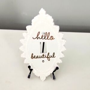 'Hello Beautiful' Ceramic, Creme Switch Plate